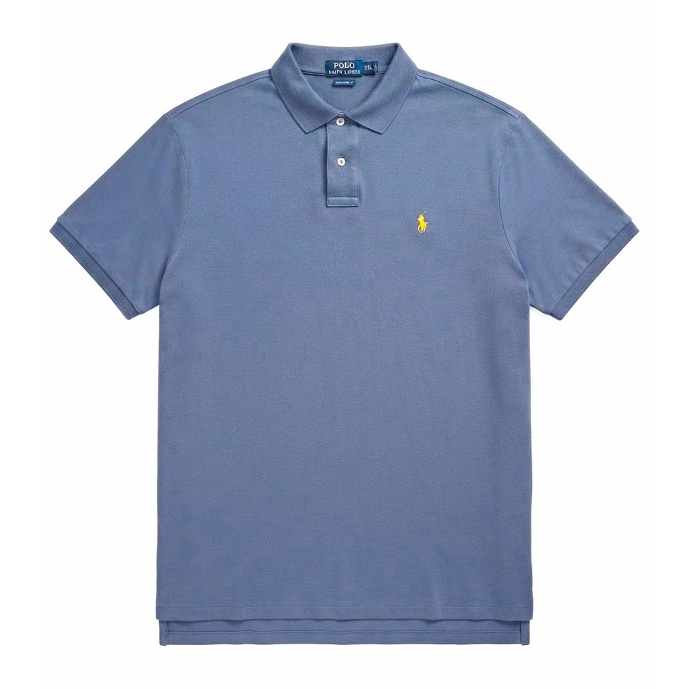 Polo Ralph Lauren Custom Slim Fit Slim Polo Shirt Mens XL Blue Cotton Logo